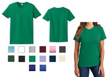 LADIES CLASSIC SHORT SLEEVE, HEAVYWEIGHT COTTON, CREW NECK T-SHIRT CASUAL XS-4XL