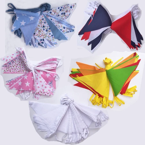 Cotton Bunting Red White Blue Pink Floral plain 6 or 12 m Wedding decoration