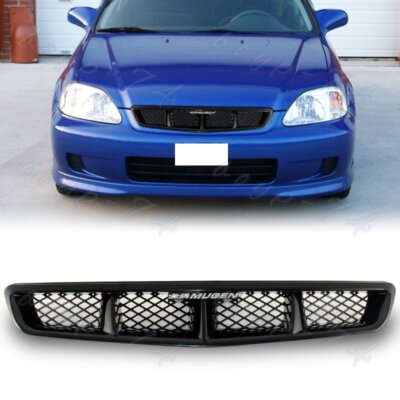 For 99-00 HONDA CIVIC 2/3/4DR Mugen Black Front Hood Mesh Sport ABS Grille Grill