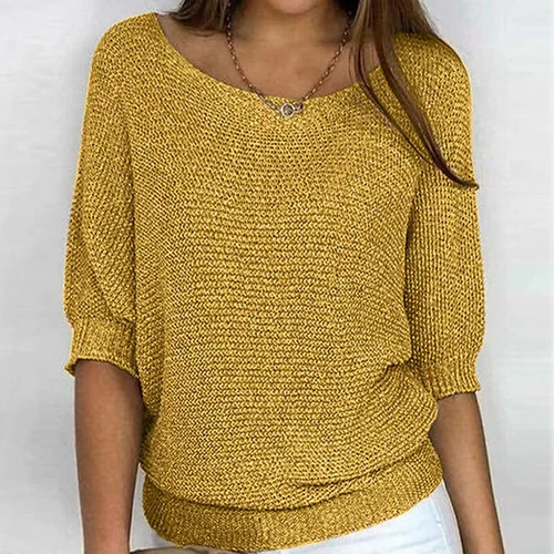 Damen Pullover Oberteile Einfarbig Pulli Frauen Locker - Bild 14 von 46