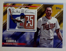 CARLOS CORREA 2022 TOPPS MLB ACTUALIZACIÓN GOLD JACKIE ROBINSON DÍA RELIQUIA PARCHE #ED/50