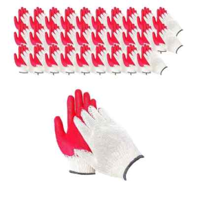 Red Latex Gloves 100 Pairs / Non-Slip Rubber Coated Work Gloves / Made In Korea