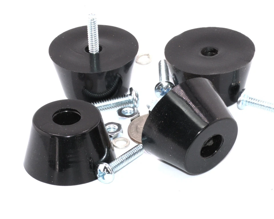 Power Generator Rubber Feet 7/8" Tall X 1 1/2" OD Mounting Screws Nuts  Set of 4 - Image 3 of 4