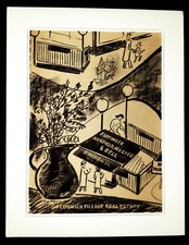 AUGUST MOSCA 1907-2003 Original Ltd Edition SIGNED Lithograph Greenwich Village