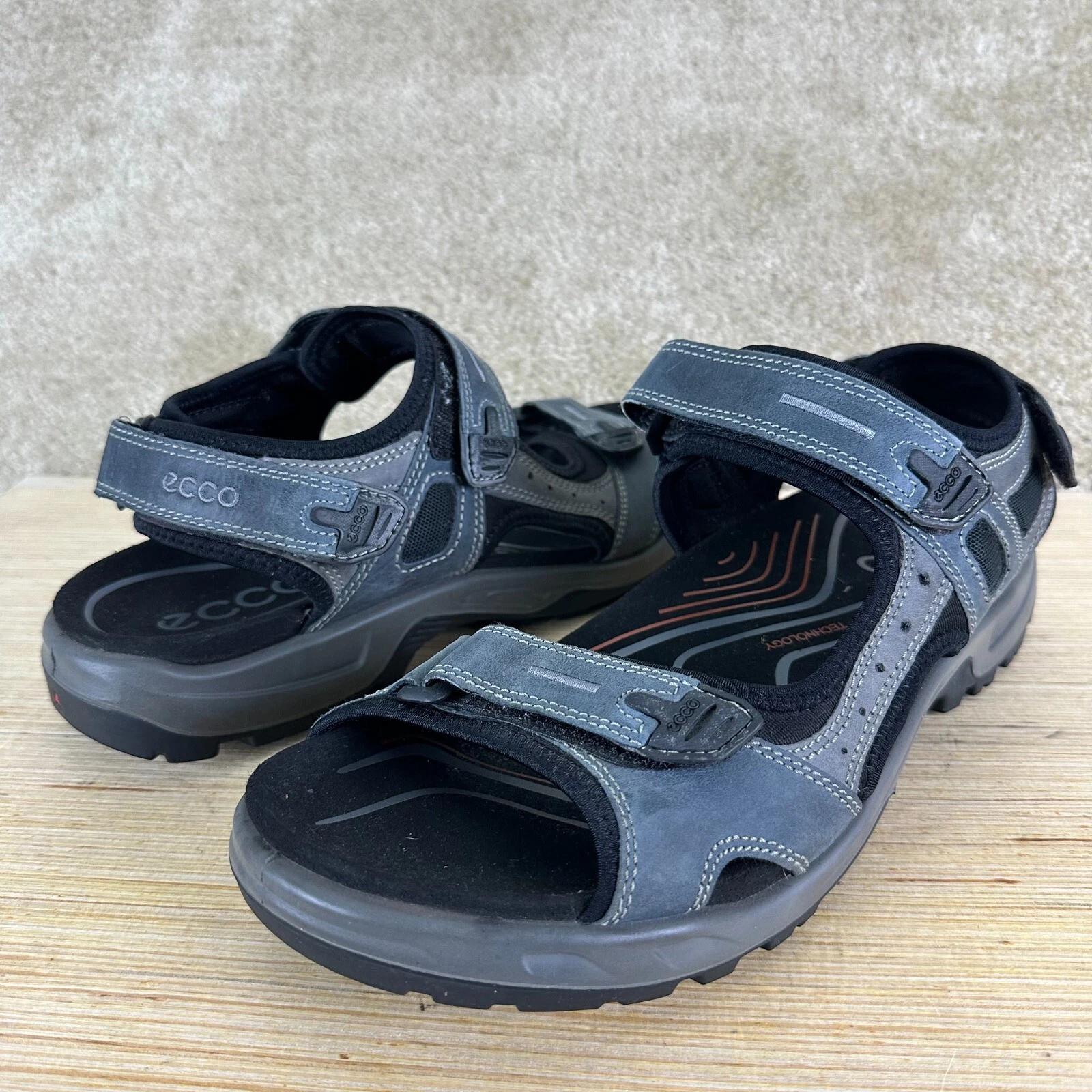 Ecco Sandali Uomo 46 Yucatan 3 Escursionismo Grigio Gancio e Loop Casual Punta Aperta Bassa