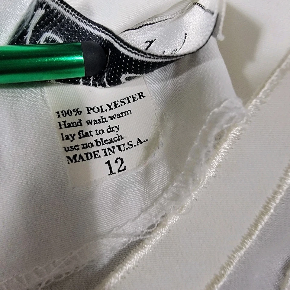 Blusa para mujer Kathy Che blanca hecha en EE. UU. Pullover imitación perlas adornos 12 Foto 3 de 4