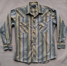Vintage Bronco Western Mens Shirt Sz L Pearl Snaps Cowboy Trucker