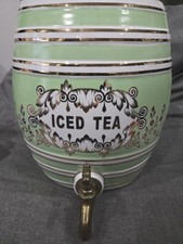 Two's Company Iced Tea Victorian Style Ceramic Drink Dispenser Brass Spigot 2gal