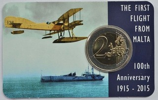 Malta 2 Euro 100 Jahre erster Flug von Malta 2015 Stgl. Coincard