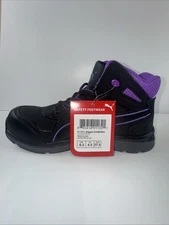 Puma Safety Womens Mid Stepper 2.0 Composite Toe Black + Purple Size 6.5 US