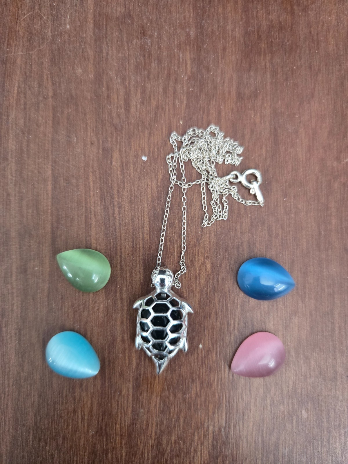 Multicolor Turtle Necklace with Replaceable Stones - image 1