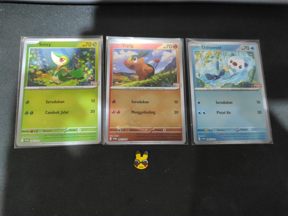 Pokemon Card Snivy Tepig Oshawott Foil Promo Black Bolt & White