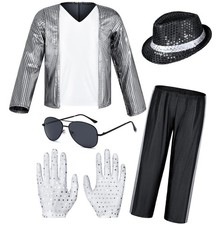 Dance Star Costume for Kids 80s 90s Pop Stage Cosplay Party 3-5T, White Black
