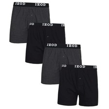 Mens Boxer Shorts - 4 Pack Performance Knit Cotton Medium Black/Charcoal