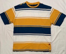 Vintage Levi's Shirt Men's XLarge Blue Yellow White Striped Tee Made In USA
