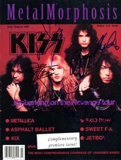 KISS ROCK BAND autographs, signed magazine page