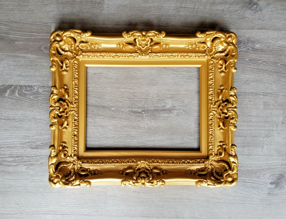 11x14 Matte Gold Picture Frame Ornate Mid Century Photo Frame Art Print Painting - Image 2 of 4
