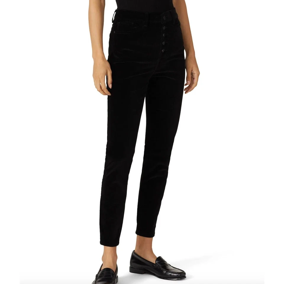 Pantalones para mujer DL1961 27 negros Chrissy tiro ultra alto Instasculpt terciopelo ajustados Foto 3 de 4