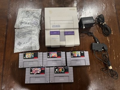 Super Nintendo Console Bundle W/2 Controllers, RF Switch, AC, (5)Games. (USED)