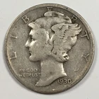 1930-S United States Mercury Dime - Fine (F) KM#140 - 90% Silver - 8617
