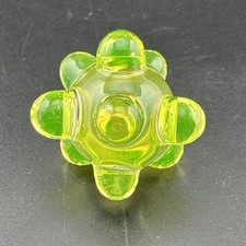 Contemporary Handmade Art Glass Marble 1.29" Green Uranium Hobnail UV Reactive