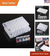 2-Pack Diamond Painting Organizers with 28 Grids 160 Label Stickers for Crafts