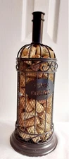 WINE CORK HOLDER 15" HIGH (METAL) - ESTATE SALE ITEM - CORKS INCLUDED