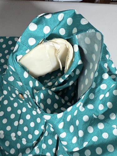 Leslie Fay Dress Womens 8 Turquoise Polka Dot Belted Cottagecore 80s NWT Boho - Picture 10 of 14