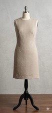 Vintage, UNIQLO Beige Geometric Sheath, Midi Dress