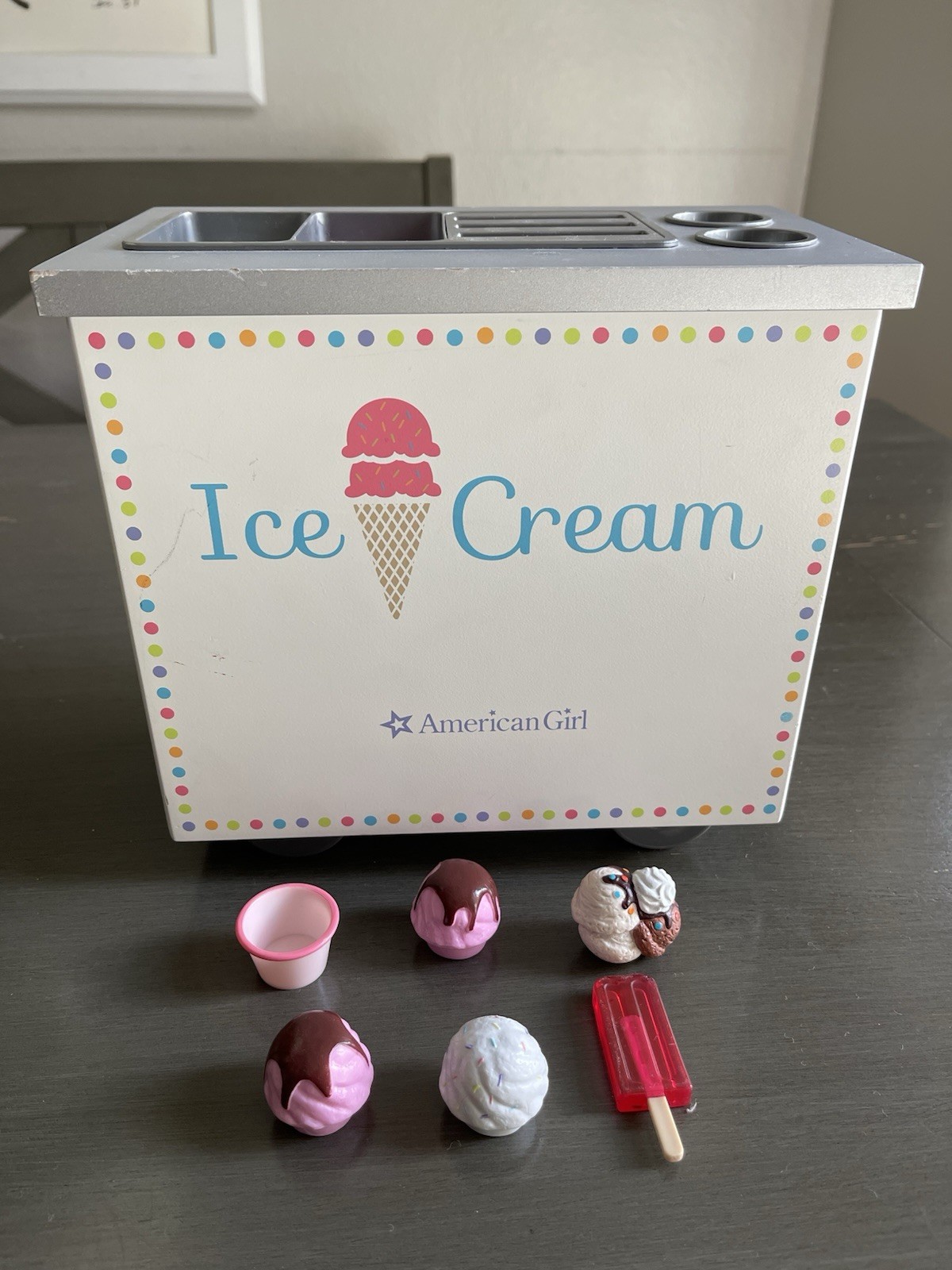 American Girl Ice Cream Cart-Incomplete Set Preowned Good Co
