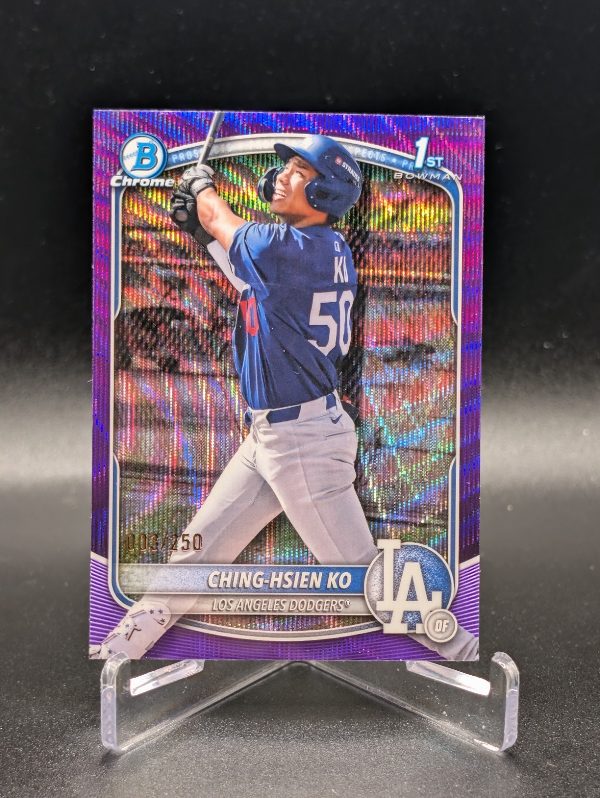 2025 Bowman Chrome 1st BCP-224 Ching-Hsien Ko /250 Purple Wave Refractor