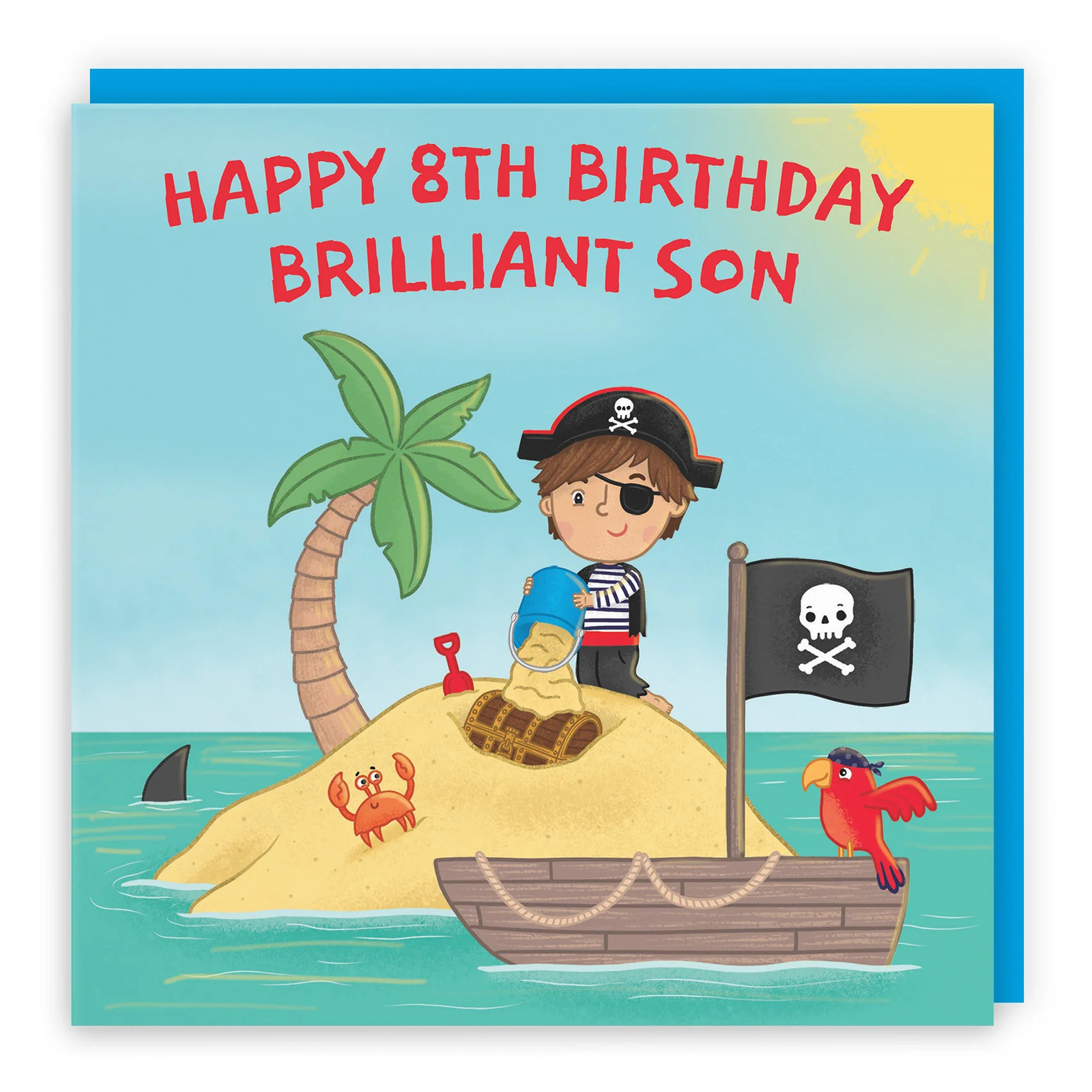 8th Son Birthday Pirate Desert Island Card Imagination