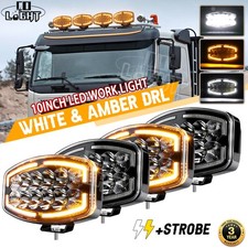 Produktbild - 4x LED Fernscheinwerfer 12V 24V Fernlicht mit Positionslicht Blitzlicht LKW PKW