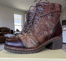 L'Artiste by Spring Step Leather Lace-Up Boots Fallinluv Brown Multi EU 35/US 5