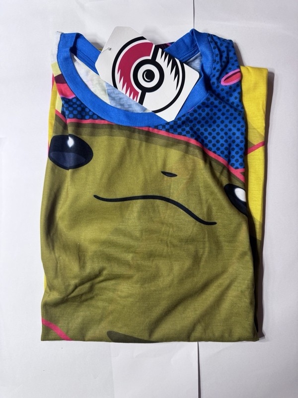 Men's Pikachu Pokémon All-Over Graphic Print Crew Neck Jersey Tee L