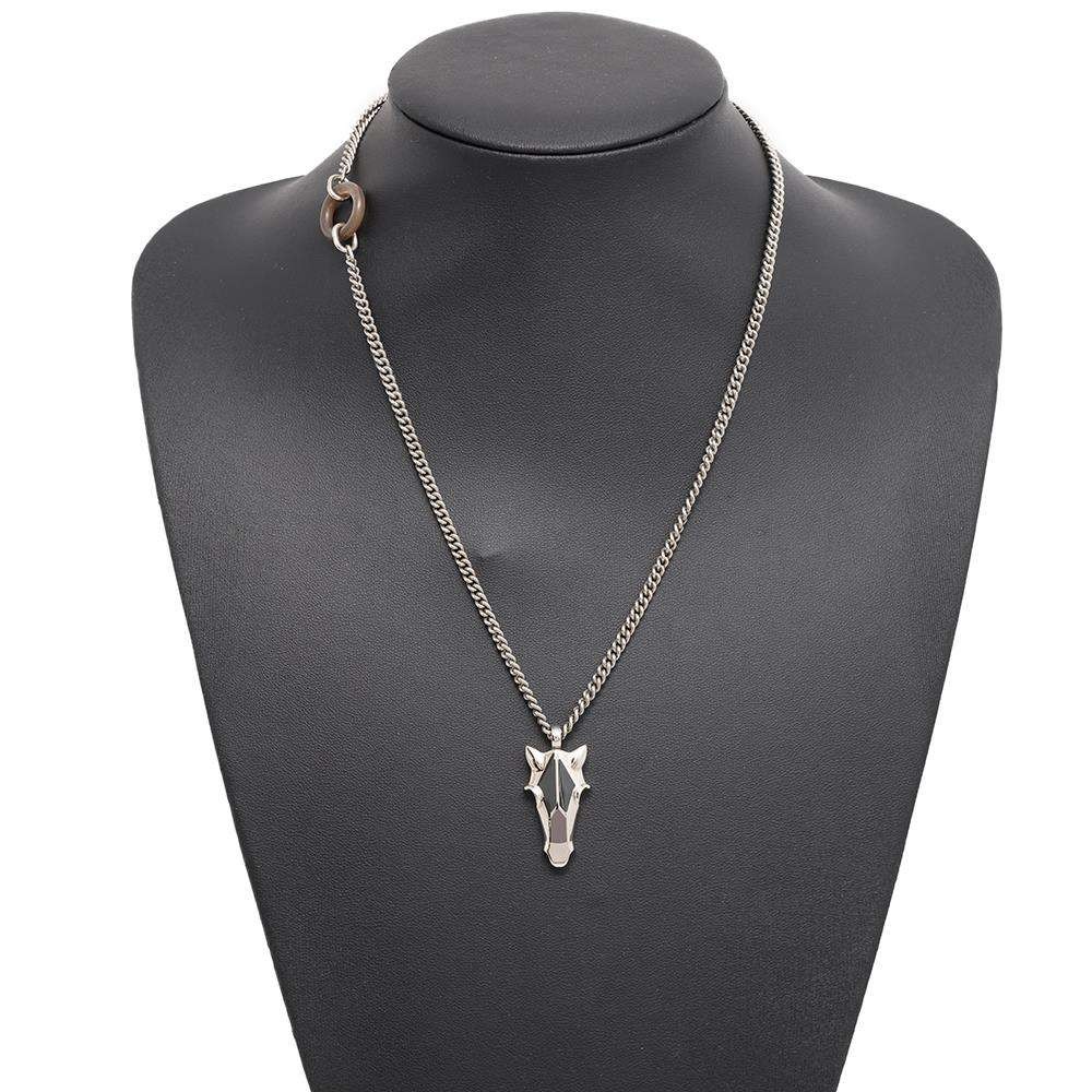 Hermes Necklace Destrier Hosehead Metal Buffalo Horn