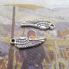 30/80PCS Antique Silver Small Angel Wing Charm Pendant, 2 Sided Charm JHS690