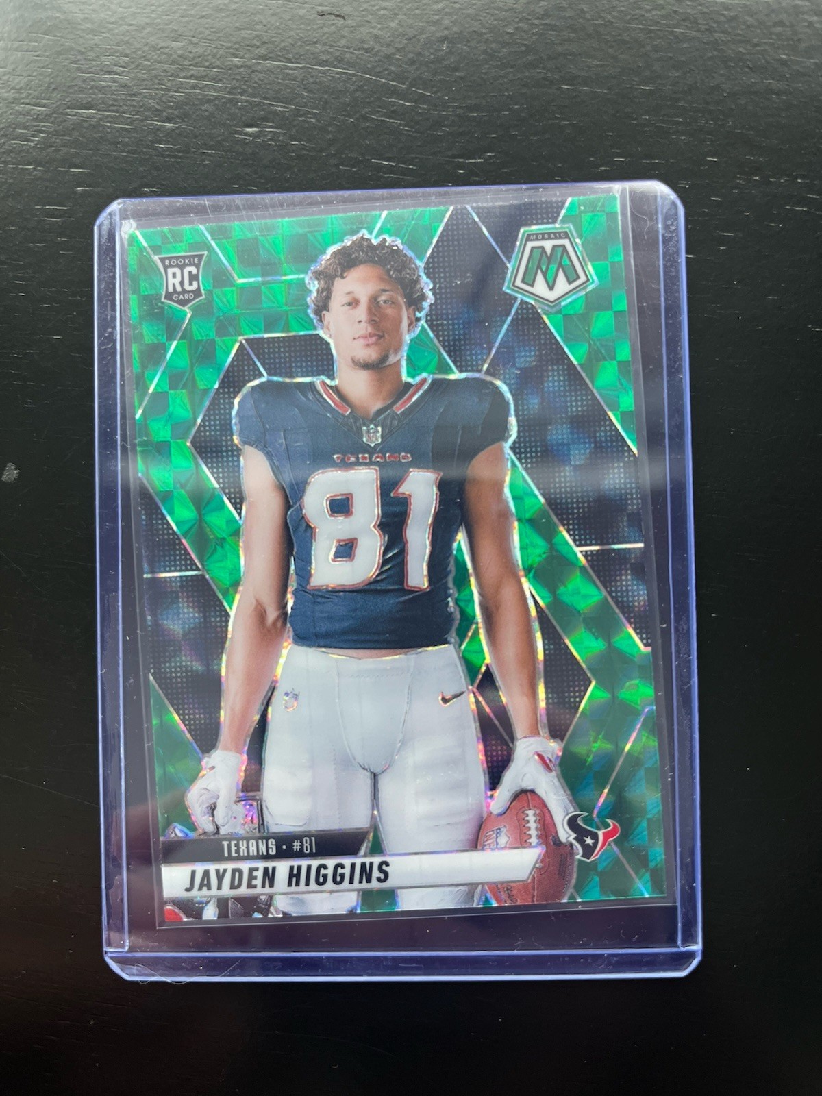 2025 Panini Mosaic #286 Green Mosaic Prizm Jayden Higgins RC Houston Texans