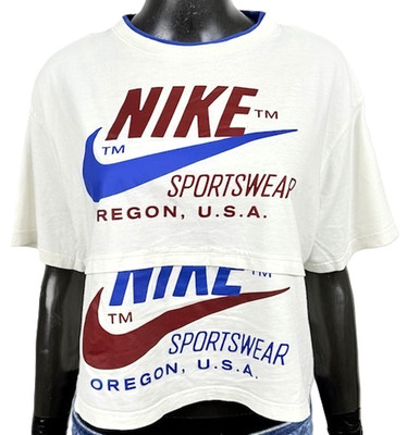 Nike Damen T-Shirt Größe M Baumwolle Weiß Kurzshirt Logo