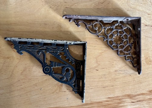Antique Metal Shelf Brackets Decorative Cottagecore | eBay
