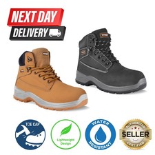 Mens Safety Boots Hiker Shoe Steel Toe Cap Leather Ankle Work Lace Up Army, 5-13