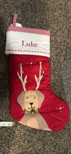NWT Pottery Barn Kids Quilted Dog Reindeer Holiday Stocking Luke