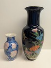 Two Vase Lot Blue And One HP, Floral 10 And 6 Inch — photo 1