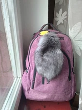 Real fox  tail keychain Gray fur key chain Gift for Christmas Birthday gift