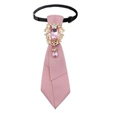 Ties for Women with Big Crystal, Adjustable Rhinestone Womens Tie Pretied Pink