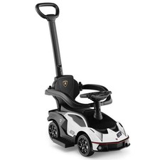 3-in-1 Licensed Lamborghini Ride on Push Car with Handle Guardrail-White - Color