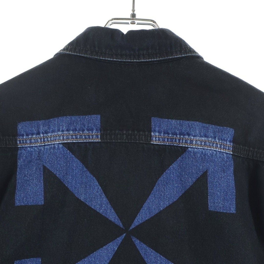 Off-white 20AW Back Arrow Print Arm Switch Button Denim Jacket Indigo Black Used thumbnail 4
