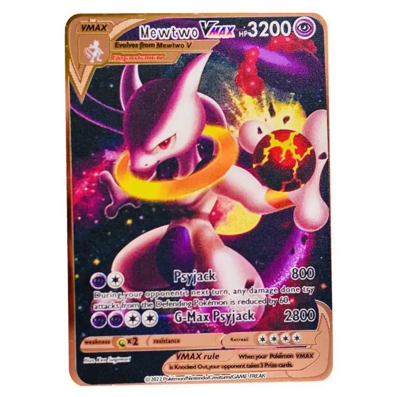 NEW Pokemon Cards Mewtwo VMAX TCG Metal Pokémon Card 3200 HP Fast Shipping  #WT