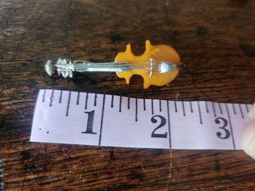 Vintage Unbranded Amber Cello-shaped Brooch Pin Jewelry, 2", For music lovers