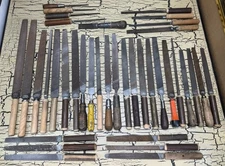 38 Vtg Nicholson Hand File Tool Lot W Handles Flat Bastard Mill Triangle Round